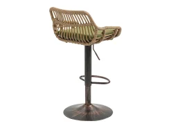 Banco|Hauss Spole Conjunto de 2 banquetas ajustáveis ​​- Estrutura em metal e encosto em rattan - Almofada de linho Verde