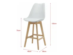 Hot Helloshop26 Conjunto de 4 banquetas de bar em plástico sintético acabamento em faia 105 x 48 x 58 cm branco 03_0008716 Bege