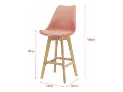 Helloshop26 Conjunto de 6 banquetas de bar em plástico sintético acabamento em faia 105x48x58 cm rosa 03_0008729^ Banco