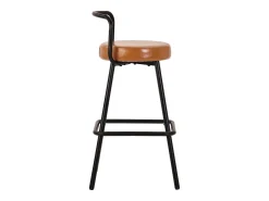 Outlet Merax Conjunto de 6 banquetas de bar - 37 x 37 x 90,5 cm - com encosto e apoio para os pés - em couro PU e pés de ferro - marrom Castanho