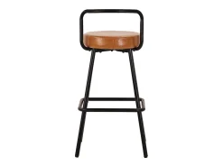 Banco*Merax Conjunto de 4 banquetas de bar - 37 x 37 x 90,5 cm - com encosto e apoio para os pés - em couro PU e pés de ferro - marrom Castanho
