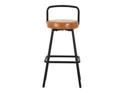 Banco*Merax Conjunto de 4 banquetas de bar - 37 x 37 x 90,5 cm - com encosto e apoio para os pés - em couro PU e pés de ferro - marrom Castanho