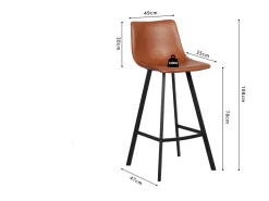 Hot Meublorama Conjunto de 2 banquetas de bar OZON – Cor Cognac – Assento em PU – Conforto moderno e estilo elegante Castanho
