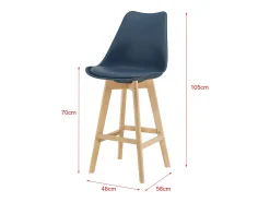 Banco*Helloshop26 Conjunto de 6 banquetas de bar em plástico sintético acabamento em faia 105 x 48 x 58 cm azul 03_0008725 Bege