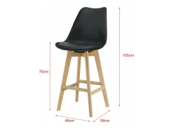 Discount Helloshop26 Conjunto de 6 banquetas de bar em plástico sintético acabamento em faia 105 x 48 x 58 cm pretas 03_0008728 Preto