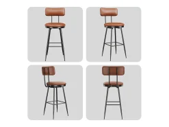 Banco| Conjunto de 4 cadeiras de bar – Encosto, couro sintético marrom, altura 65 cm Castanho