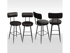 Sale Conjunto de 4 cadeiras de balcão – , couro sintético, encosto, altura 65 cm Preto