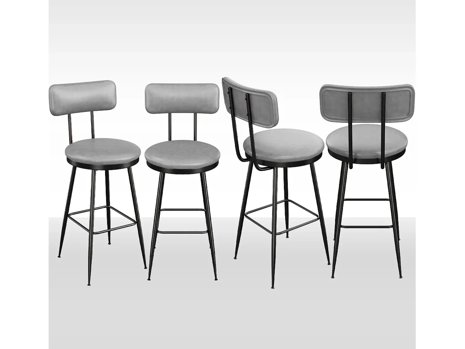 Sale Conjunto de 4 cadeiras de bar – cinza, estilo industrial, encosto, altura 65 cm Cinzento