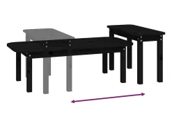 Mesa De Centro* Conjunto de 2 Mesas de Centro | Mesa de apoio pinho maciço Preto