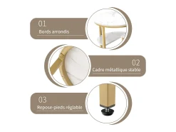 Conjunto de 2 mesas de centro encaixáveis, mesa encaixável com design de mármore, estrutura de metal^ Mesa De Centro
