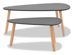 Mesa De Centro| Conjunto de 2 Mesas de Centro | Mesa de apoio pinho maciço Preto