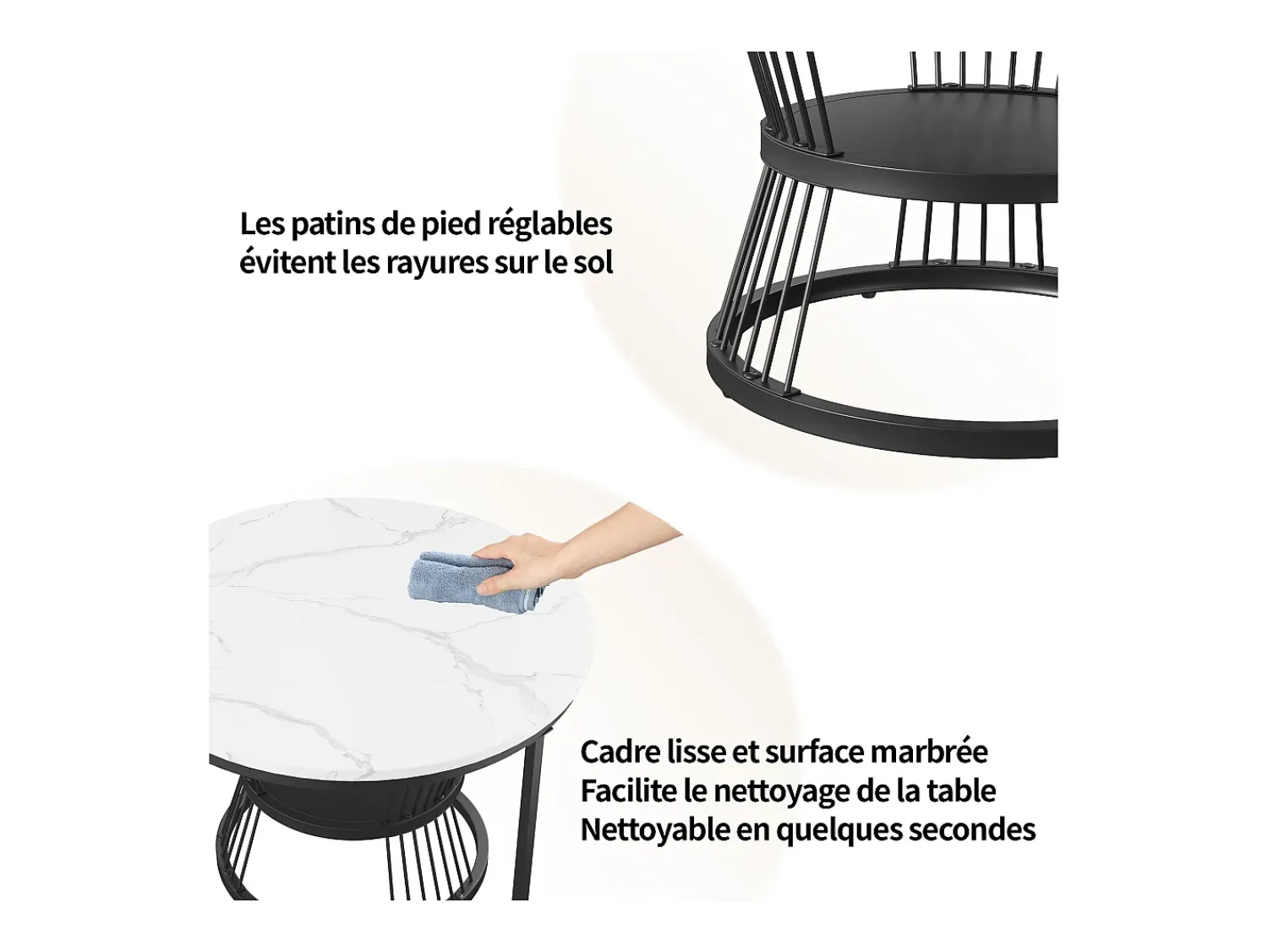 Mesa De Centro* Conjunto de 2 mesas de centro, Mesa de centro redonda encaixável, preta e branca Preto / Branco