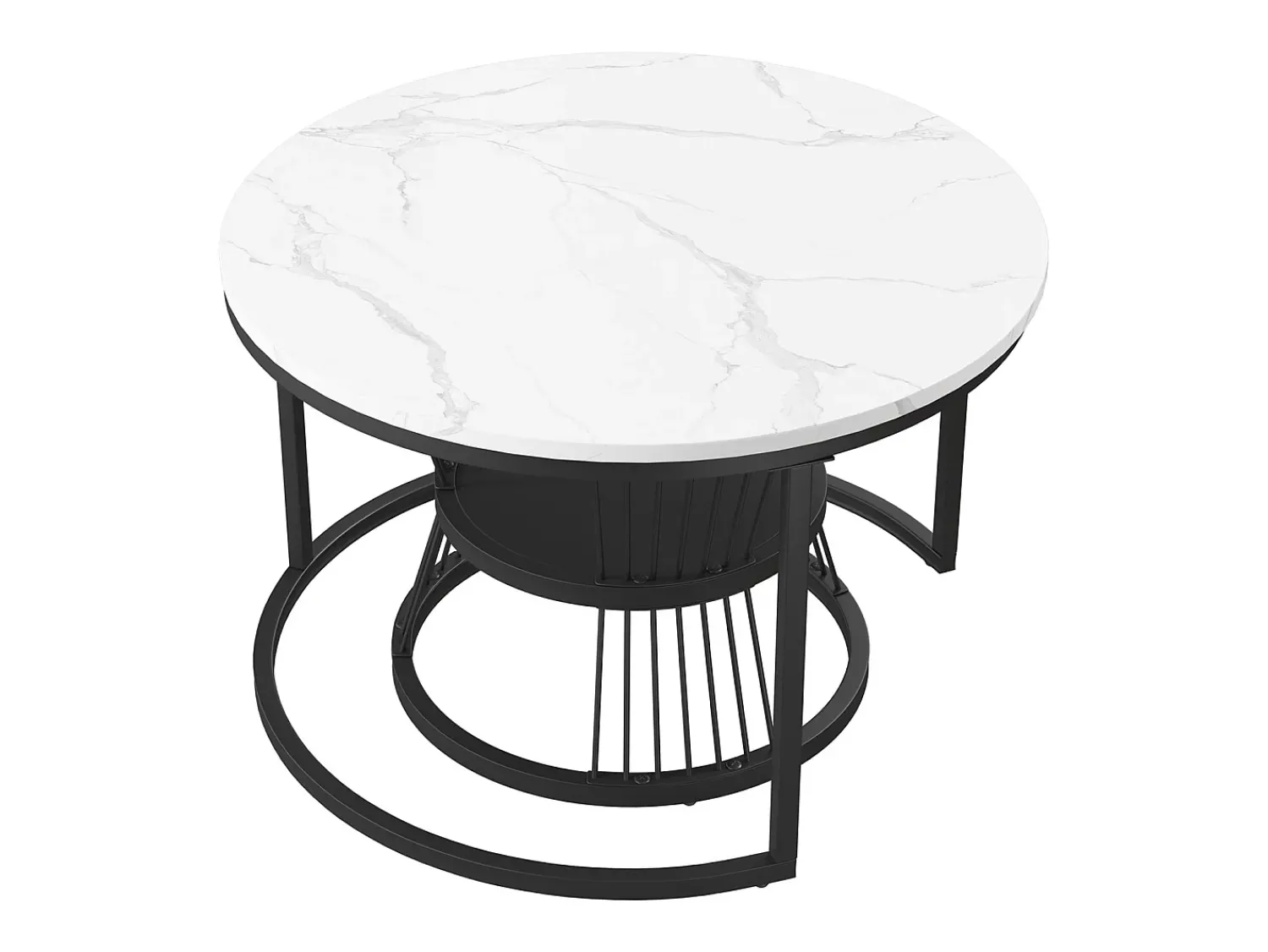 Mesa De Centro* Conjunto de 2 mesas de centro, Mesa de centro redonda encaixável, preta e branca Preto / Branco
