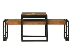 Conjunto de 2 Mesas de Centro | Mesa de apoio | Mesa de café Madeira de acácia maciça^ Mesa De Centro