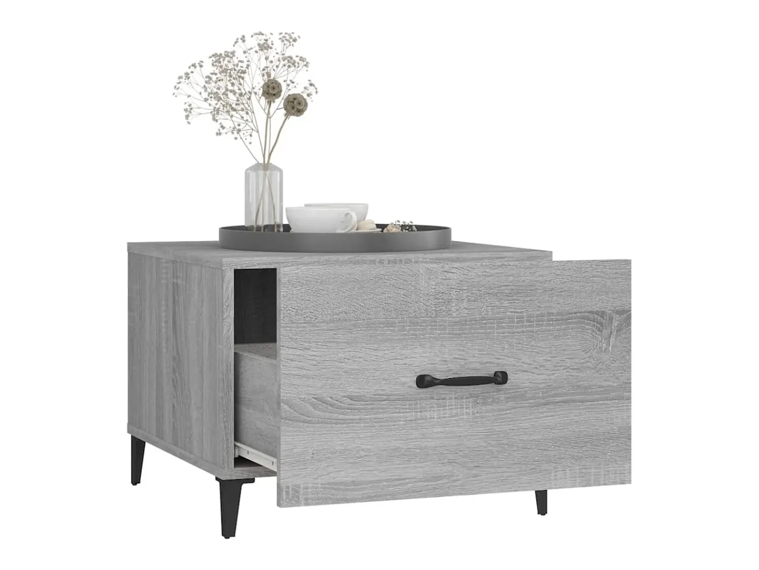 New Conjunto de 2 Mesas de Centro | Mesa de apoio + pernas de metal 50x50x40 cm sonoma cinza Cinzento