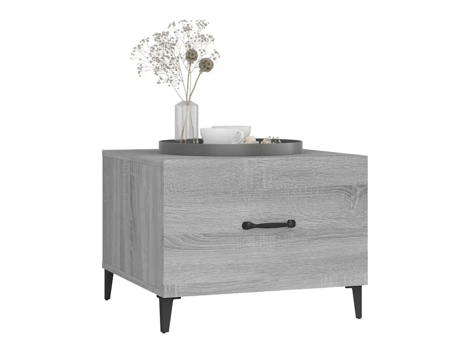 New Conjunto de 2 Mesas de Centro | Mesa de apoio + pernas de metal 50x50x40 cm sonoma cinza Cinzento