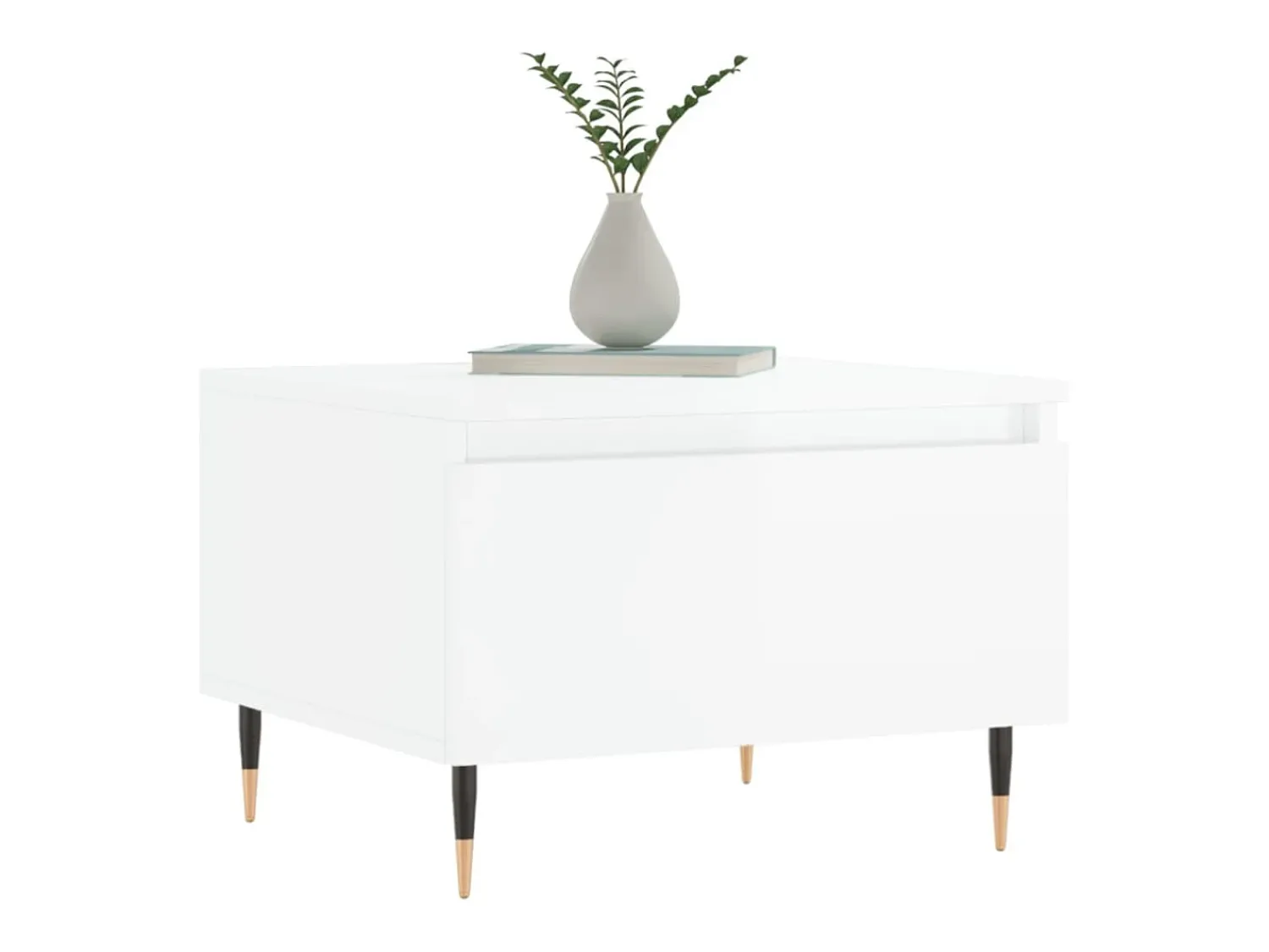 Mesa De Centro| Conjunto de 2 Mesas de Centro | Mesa de apoio | Mesa de café 50x46x35cm deriv. madeira brilhante Branco