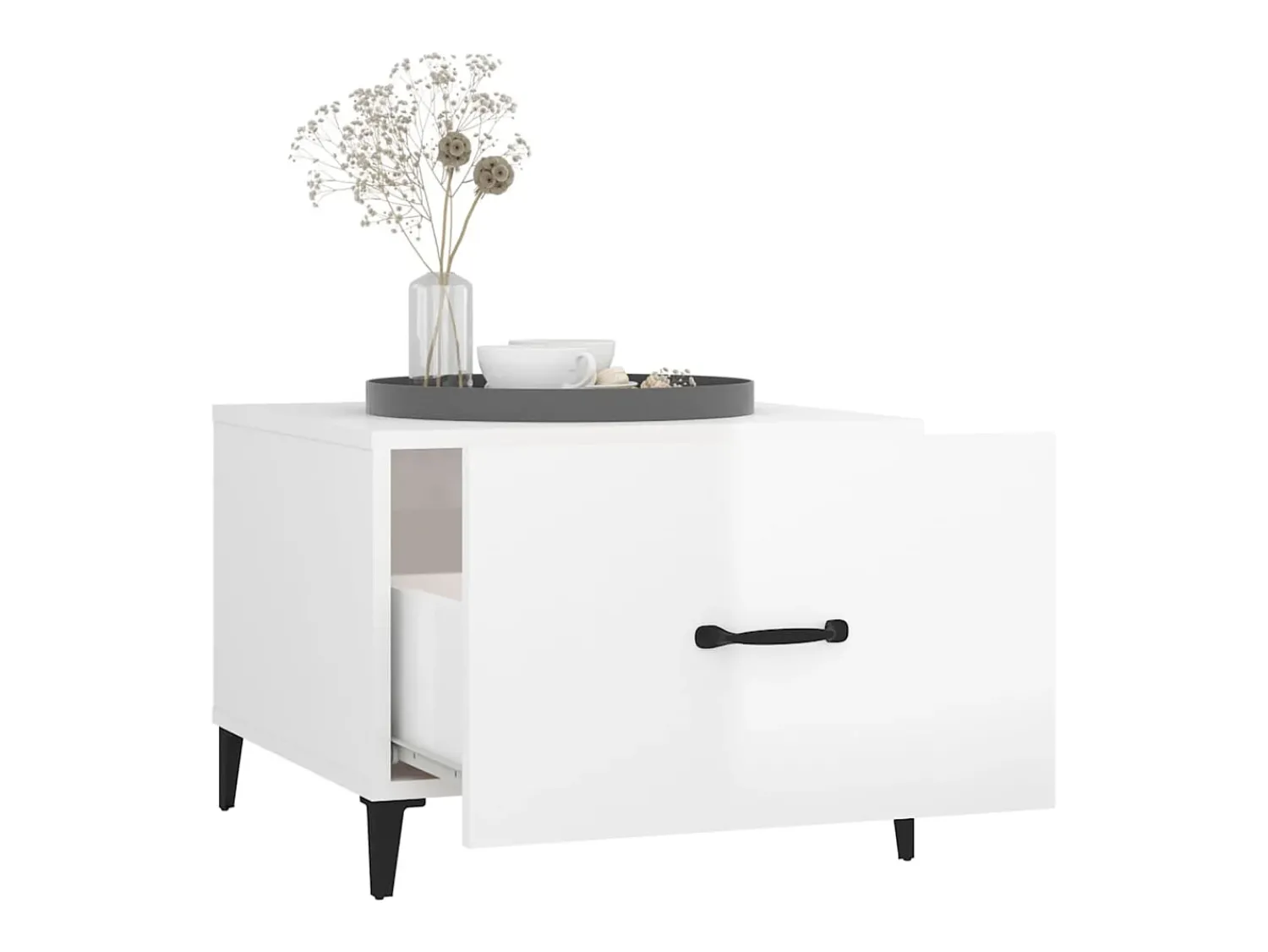 Conjunto de 2 Mesas de Centro | Mesa de apoio + pernas de metal 50x50x40 m brilhante^ Mesa De Centro