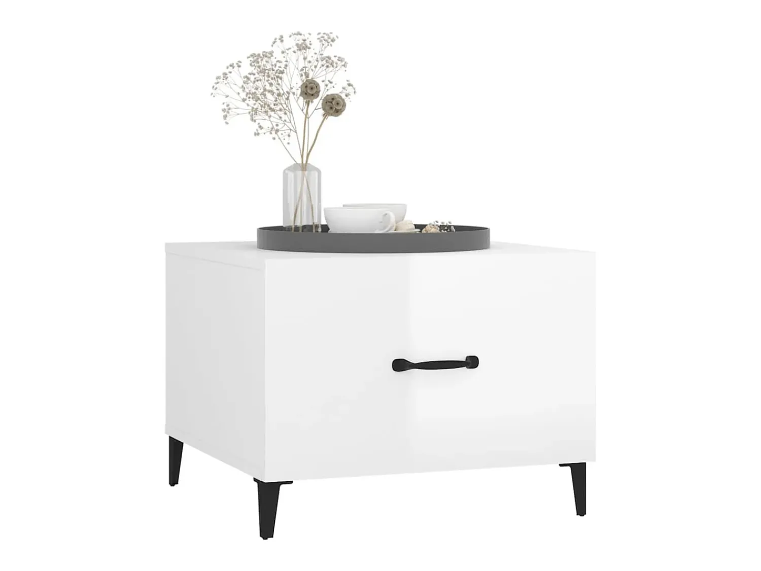 Conjunto de 2 Mesas de Centro | Mesa de apoio + pernas de metal 50x50x40 m brilhante^ Mesa De Centro