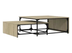 Mesa De Centro| Conjunto de 2 Mesas de Centro Baixas | Mesa de apoio deriv. madeira/metal carvalho sonoma Bege