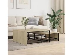 Mesa De Centro| Conjunto de 2 Mesas de Centro Baixas | Mesa de apoio deriv. madeira/metal carvalho sonoma Bege