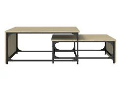 Mesa De Centro| Conjunto de 2 Mesas de Centro Baixas | Mesa de apoio deriv. madeira/metal carvalho sonoma Bege