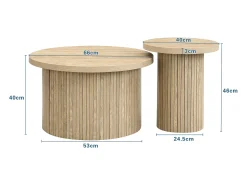 Online Merax Conjunto de 2 mesas de centro encaixáveis, mesa lateral - D 66 x A 40 cm + D 40 x A 46 cm - MDF - Natural Natural claro