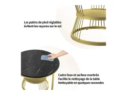 New Conjunto de 2 mesas de centro redondas empilháveis com espaço de armazenamento, estrutura metálica, 70/45 cm, pretas Preto