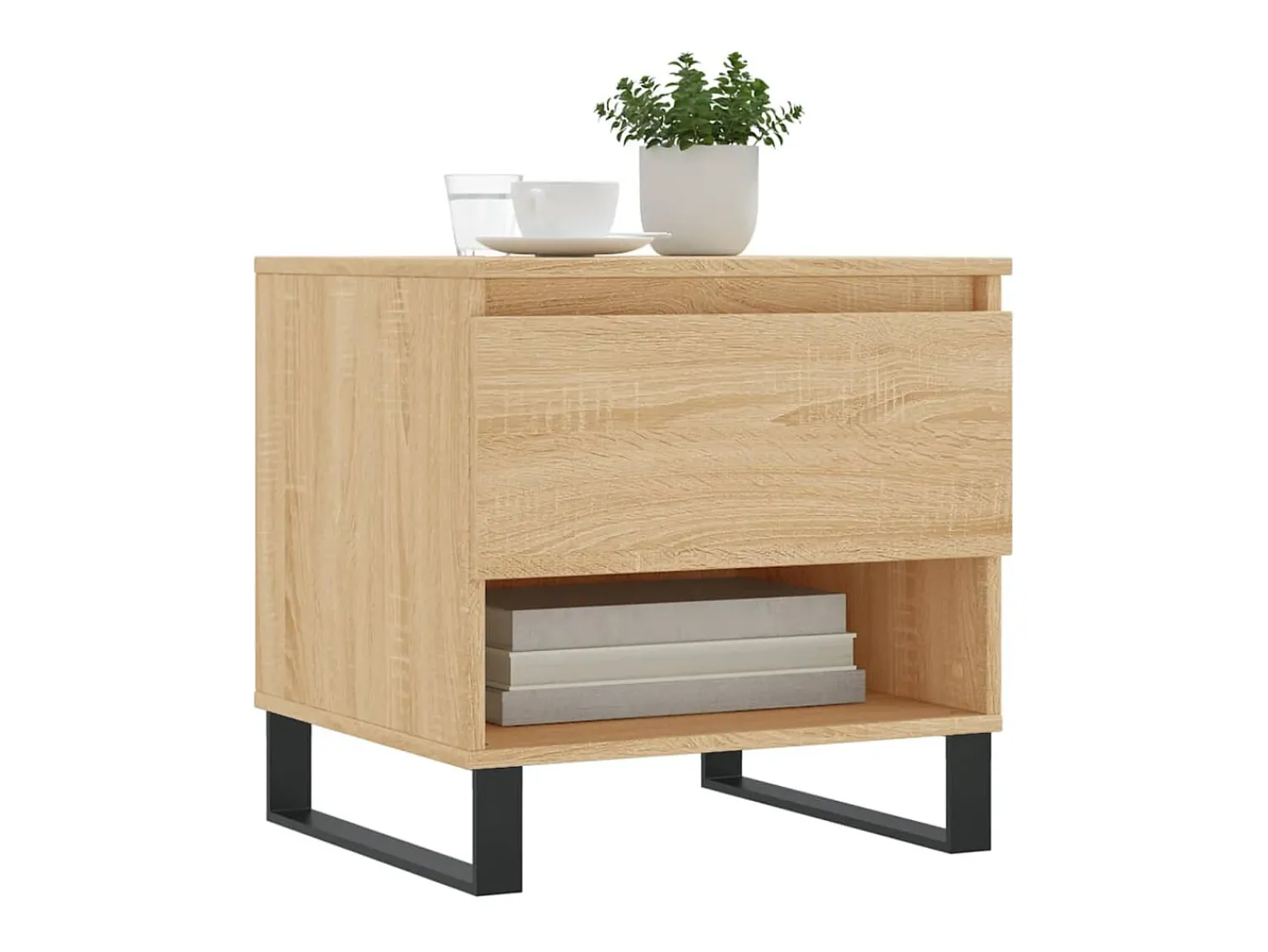 Mesa De Centro* Conjunto de 2 Mesas de Centro | Mesa de apoio | Mesa de café 50x46x50cm deriv. madeira carvalho sonoma Castanho