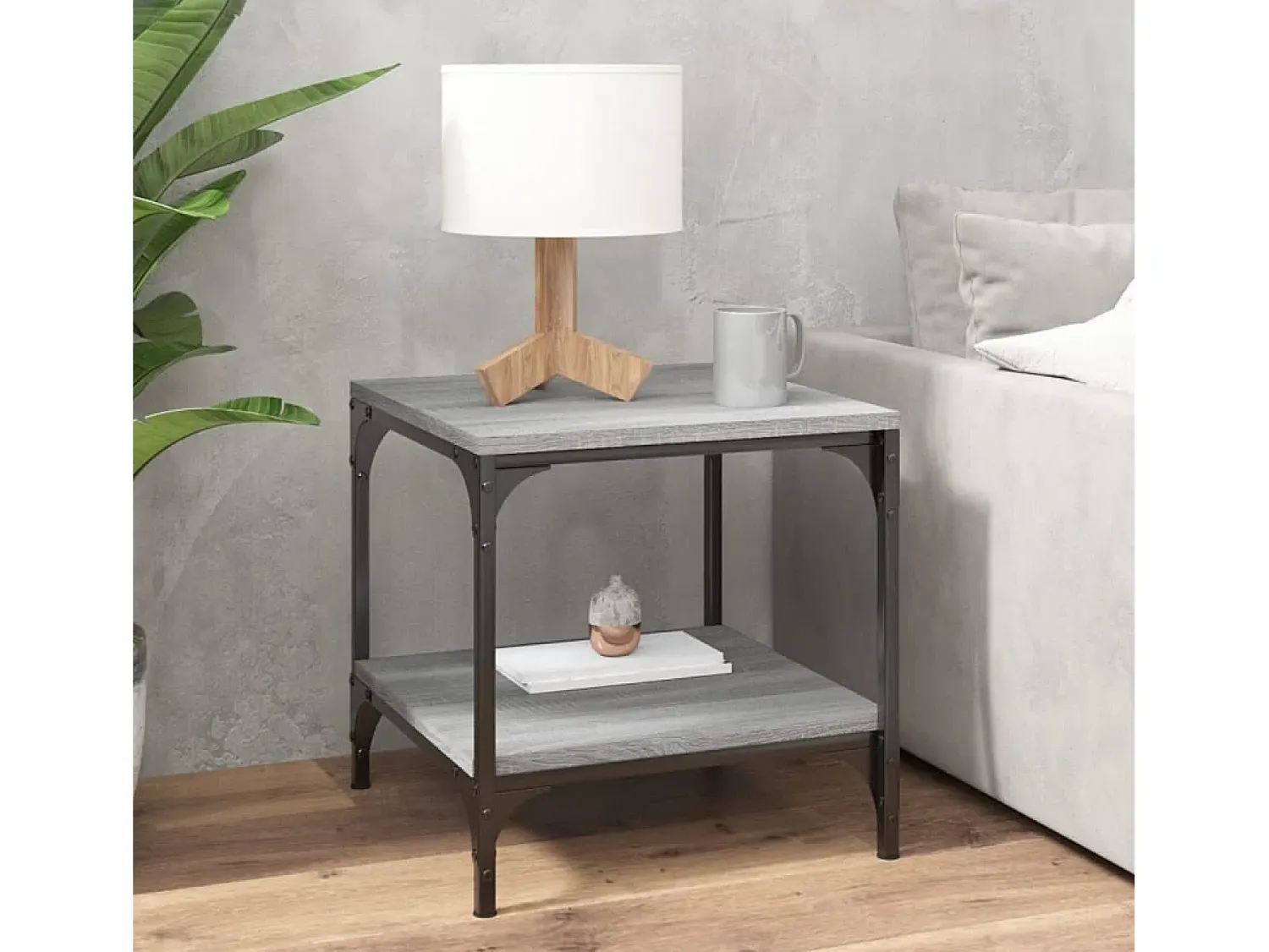Mesa De Centro| Conjunto de 2 Mesas de Centro | Mesa de apoio | Mesa de café 40x40x40 cm derivados madeira cinza sonoma Cinzento