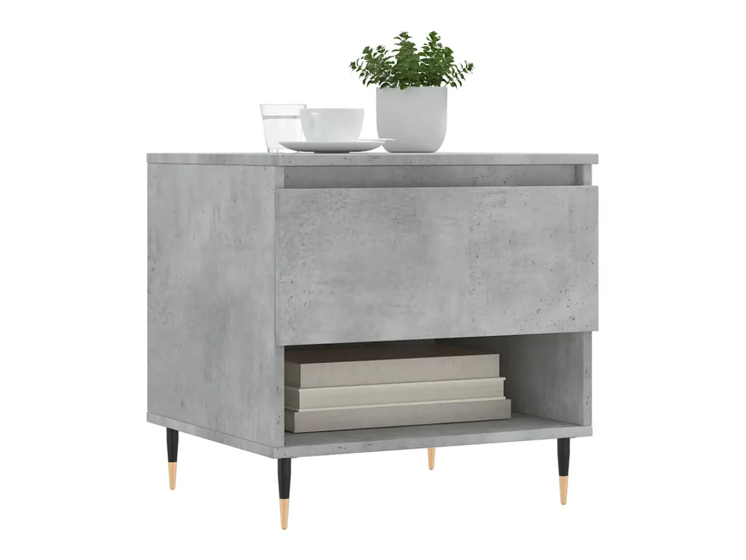 Conjunto de 2 Mesas de Centro | Mesa de apoio | Mesa de café 50x46x50 cm deriv. madeira cinza-cimento^ Mesa De Centro