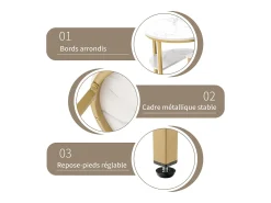 Mesa De Centro| Conjunto de 2 mesas de centro modernas empilháveis, mesas laterais redondas para sofá e quarto, douradas. Dourado