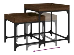 Mesa De Centro* Conjunto de 2 Mesas de Centro | Mesa de apoio | Mesa de café derivados de madeira carvalho Castanho
