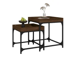 Mesa De Centro* Conjunto de 2 Mesas de Centro | Mesa de apoio | Mesa de café derivados de madeira carvalho Castanho