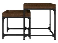Mesa De Centro* Conjunto de 2 Mesas de Centro | Mesa de apoio | Mesa de café derivados de madeira carvalho Castanho