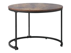 Mesa De Centro*Merax Conjunto de 2 mesas de centro encaixáveis, mesa lateral redonda em MDF, folheado marmorizado, estilo industrial, marrom Castanho
