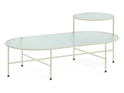 Teulat Conjunto de 2 mesas de centro para sala creme 120x60 cm Branco