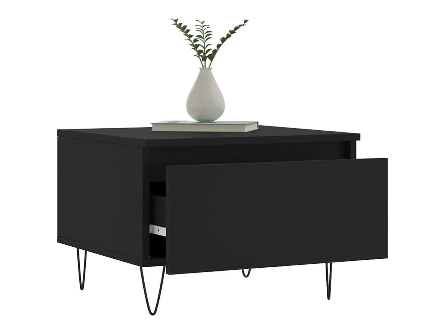 Mesa De Centro* Conjunto de 2 Mesas de Centro | Mesa de apoio | Mesa de café 50x46x35 cm derivados de madeira Preto