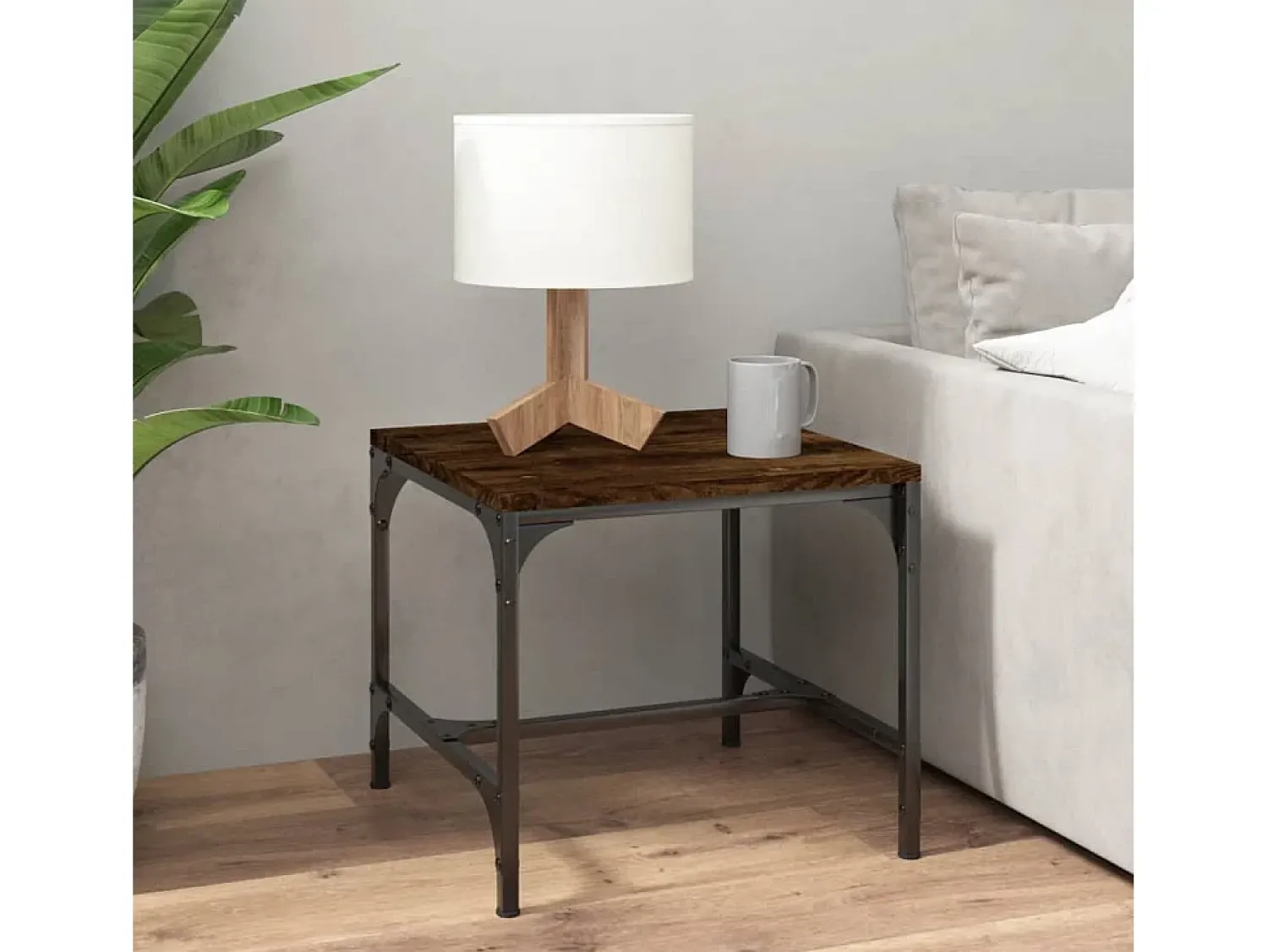 Mesa De Centro| Conjunto de 2 Mesas de Centro | Mesa de apoio | Mesa de café 40x40x40 cm deriv. madeira carvalho fumado Castanho