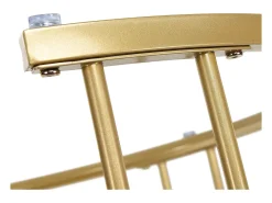 New Conjunto de 2 mesas de centro encaixáveis, mesa redonda, tampo em mármore, perna em ferro em forma de U, D70x45+P45x40cm Dourado