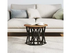 New Conjunto de 2 Mesas de Centro | Mesa de apoio | Mesa Lateral Madeira recuperada 50x50x40 cm Castanho