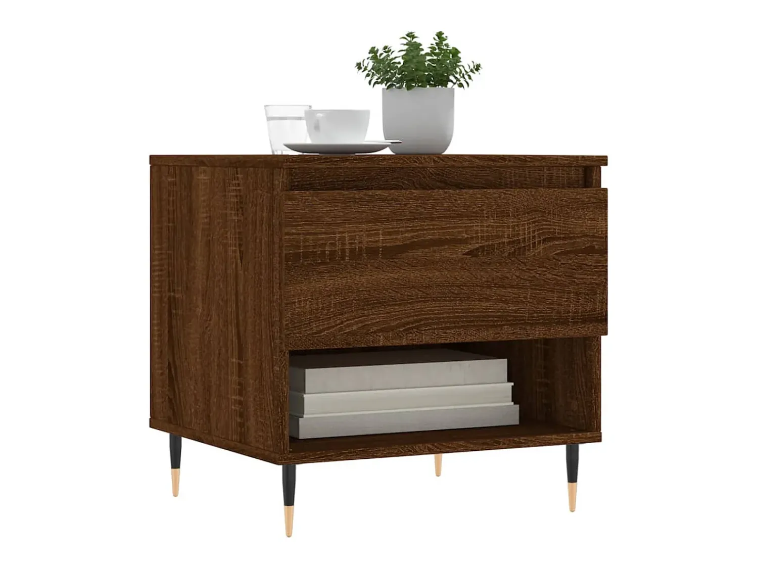 Mesa De Centro* Conjunto de 2 Mesas de Centro | Mesa de apoio | Mesa de café 50x46x50 cm deriv. madeira carvalho Castanho