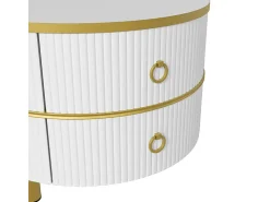 Mesa De Centro*ModernLuxe Conjunto de 2 mesas de centro encaixáveis ​​com 2 gavetas - tampo em mármore - Dourado e Preto Preto / Dourado