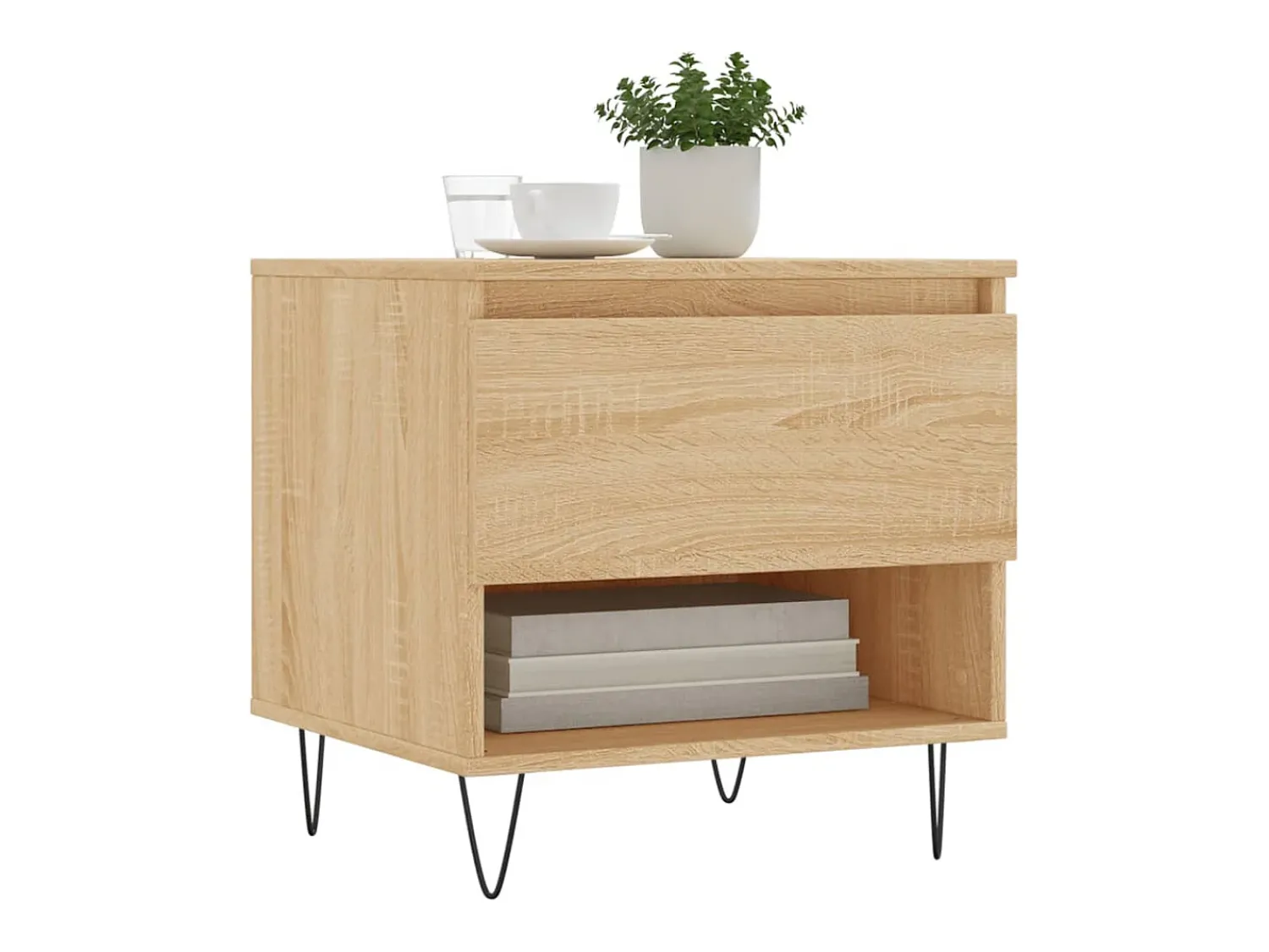 Mesa De Centro* Conjunto de 2 Mesas de Centro | Mesa de apoio | Mesa de café 50x46x50cm deriv. madeira carvalho sonoma Castanho