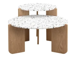 Mesa De Centro*Hauss Spole Conjunto de 2 mesas de centro artísticas encaixáveis ​​(70/50 cm) com pernas resistentes Natural escuro