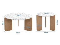 Mesa De Centro*Hauss Spole Conjunto de 2 mesas de centro artísticas encaixáveis ​​(70/50 cm) com pernas resistentes Natural escuro