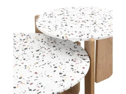 Mesa De Centro*Hauss Spole Conjunto de 2 mesas de centro artísticas encaixáveis ​​(70/50 cm) com pernas resistentes Natural escuro