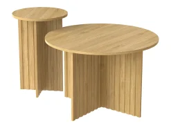 Mesa De Centro| Conjunto de 2 mesas de centro modernas em madeira - Mesas de centro redondas com design escandinavo - 76x76x50cm Natural claro
