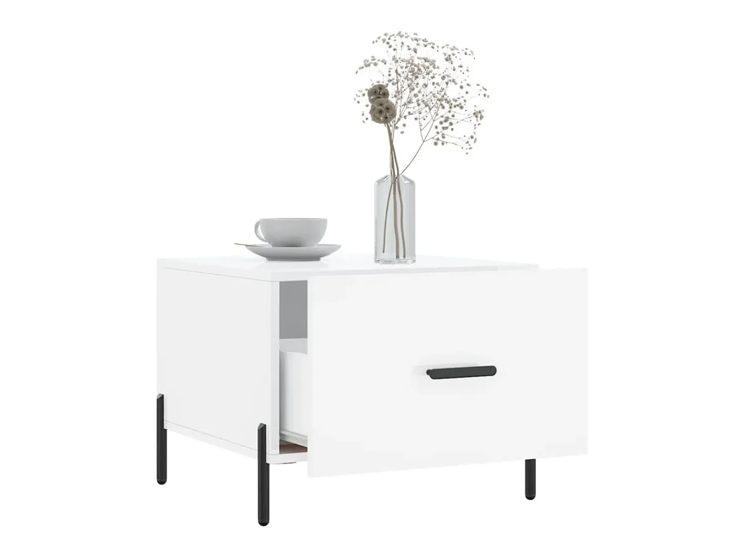 Discount Conjunto de 2 Mesas de Centro | Mesa de apoio | Mesa de café 50x50x40 cm brilhante Branco
