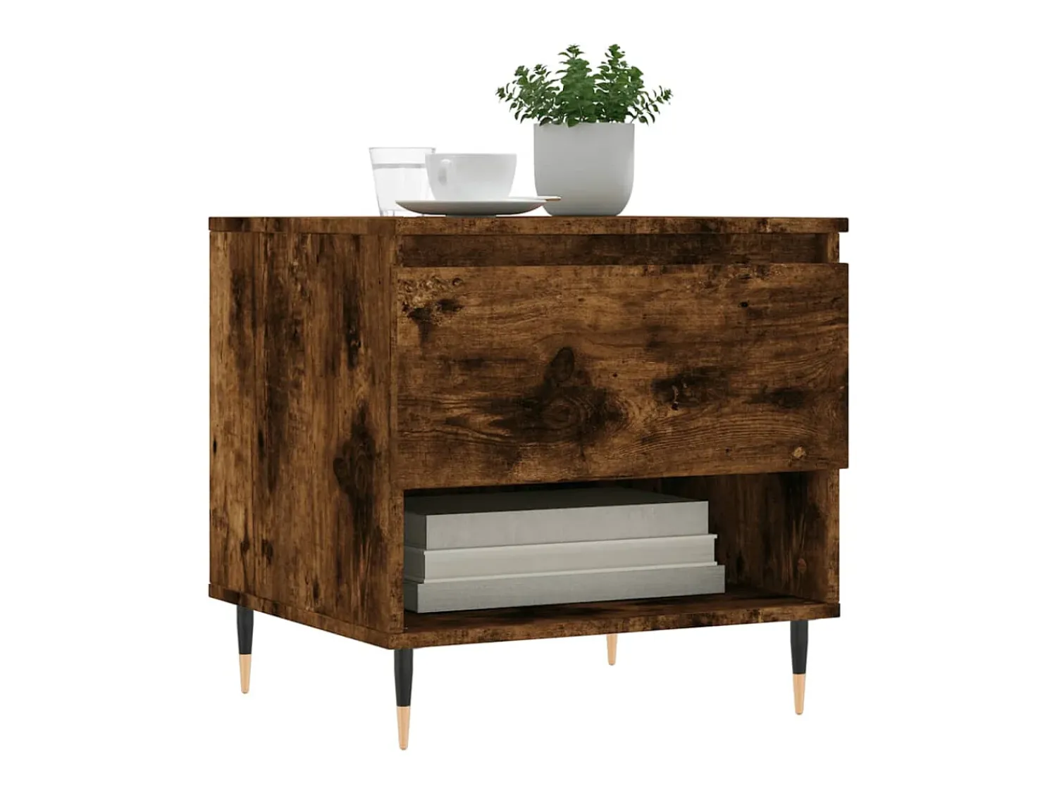 Mesa De Centro* Conjunto de 2 Mesas de Centro | Mesa de apoio | Mesa de café 50x46x50cm deriv. madeira carvalho fumado Castanho